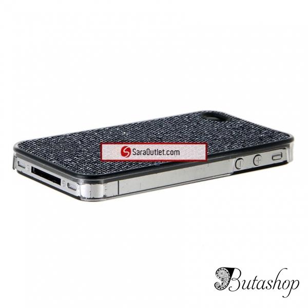 РАСПРОДАЖА! Блестящий пластиковый чехол для iPhone 4S (черный) - butashop.com