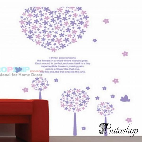 РАСПРОДАЖА! Виниловая наклейка - Фиолетовое цветочное сердце - az.butashop.com