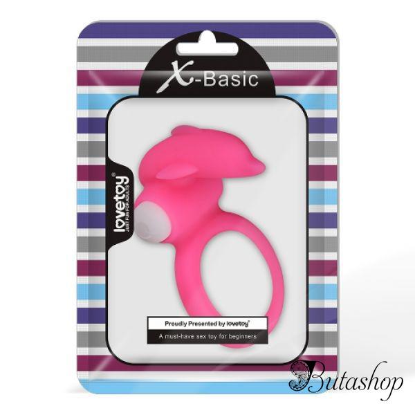 Розовая силиконовая насадка на пенис с дельфинчиком X-Basic Dolphin Silicone Cockring - az.butashop.com
