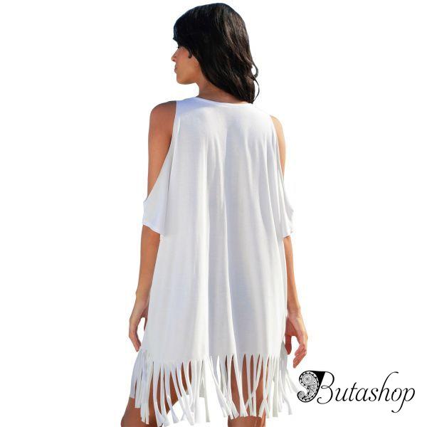 White Loose Fit Take me to the BEACH Cover up - az.butashop.com