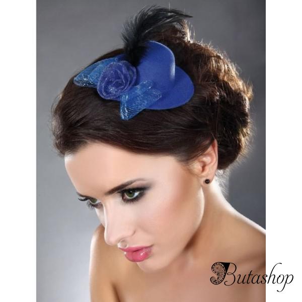 Синея шляпка с розой и пером - az.butashop.com