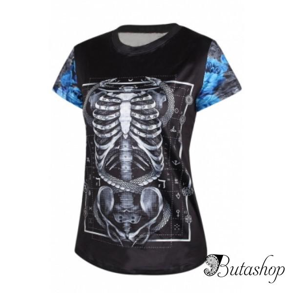 Оригинальная женская со скелетом футболка - az.butashop.com