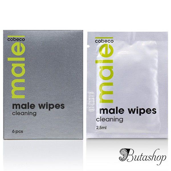 РАСПРОДАЖА! Очищающие салфетки для мужчин MALE Cobeco Wipes Cleaning (6x2,5ml) - az.butashop.com