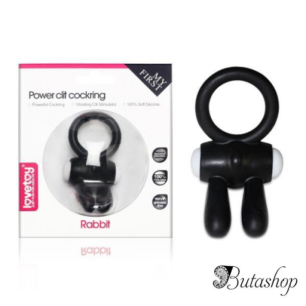 Черное эрекционное кольцо с вибрацией Power Clit Cockring Rabbit - az.butashop.com