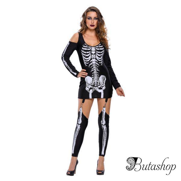 рентген хеллоуин с плеча скелет платье костюм - az.butashop.com