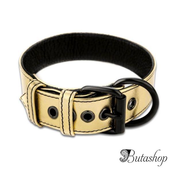 Золотичный ошейник Bondage Fetish Metallic Gold Pup Collar With Leash - az.butashop.com