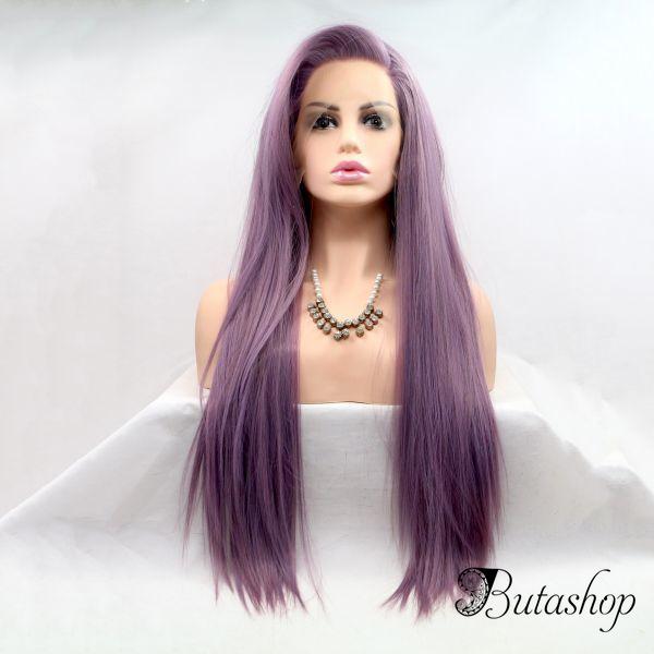 Длинный фиолетовый парик на сетке из термо волос - az.butashop.com