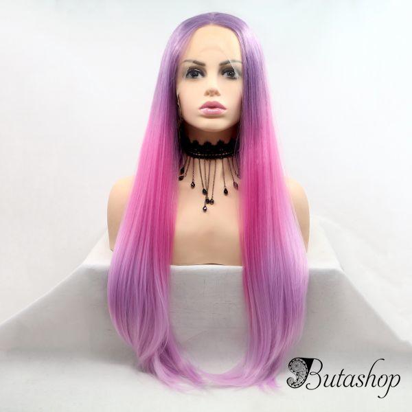 Реалистичный парик сиренево - розовое омбре длинные волосы - az.butashop.com