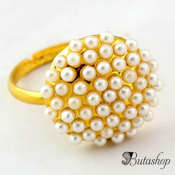 РАСПРОДАЖА! Золотистое кольцо с бусинами - az.butashop.com