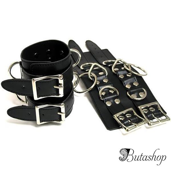 Черные кожаные широкие наручники - az.butashop.com