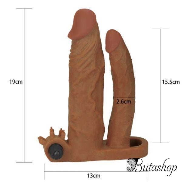 Pleasure X Tender Vibrating Double Penis Sleeve - az.butashop.com