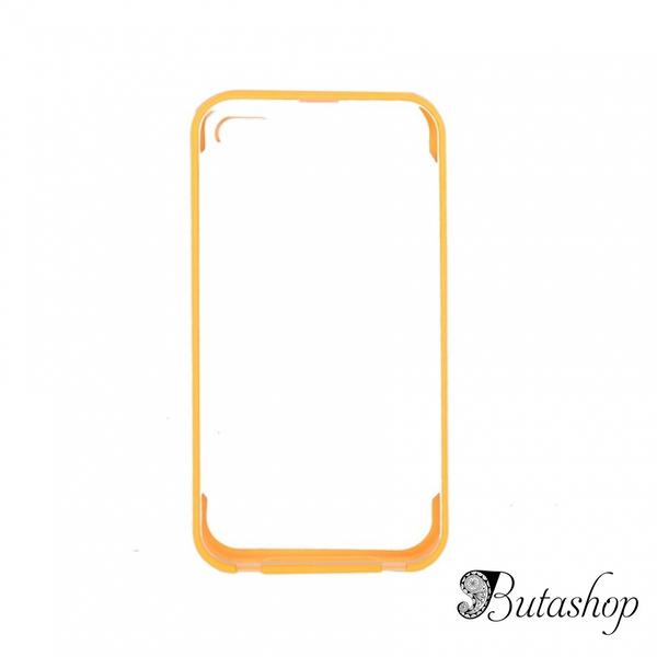 РАСПРОДАЖА! Protective Plastic Side Border Frame with Transparent Back Skin Shell for Iphone 4G (Orange) - az.butashop.com