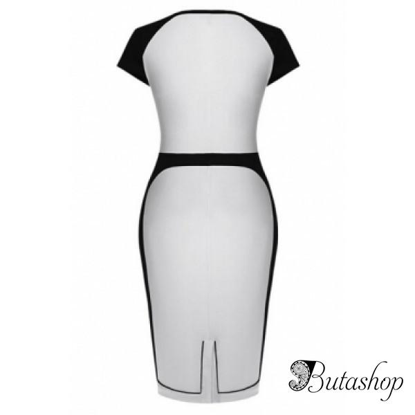 Элегантное черно белое платье миди - az.butashop.com