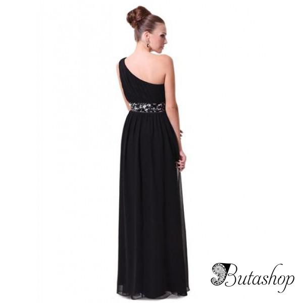 РАСПРОДАЖА! Черное шифоновое платье на одно плече - az.butashop.com