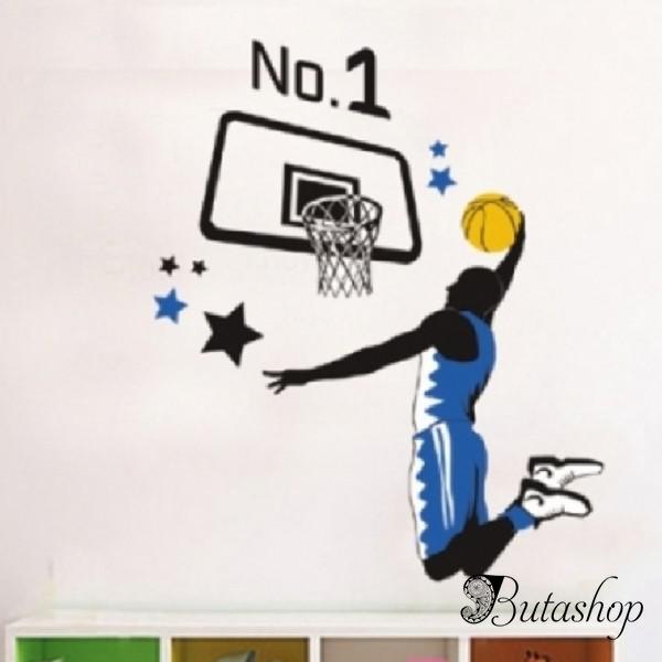 РАСПРОДАЖА! Виниловая наклейка - Баскетболист и баскетбольное кольцо - az.butashop.com