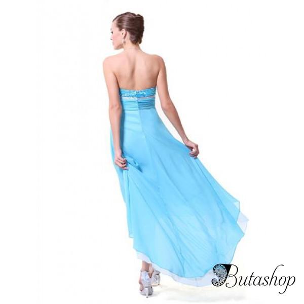 РАСПРОДАЖА! Голубое шифоновое платье без бретелек - az.butashop.com