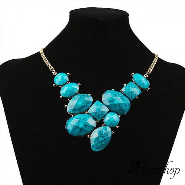 РАСПРОДАЖА! Ожерелье с большими камнями, голубое - az.butashop.com