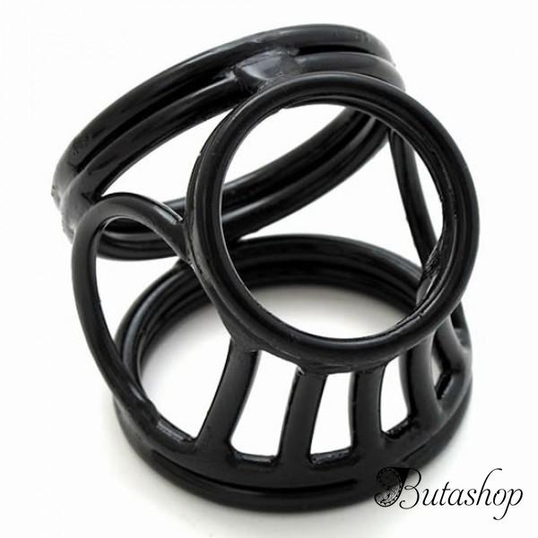 Черное тройное кольцо фиксатор на пенис - az.butashop.com