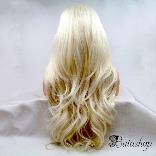 Реалистичный парик блонд на сетке длинные прямые волосы - az.butashop.com