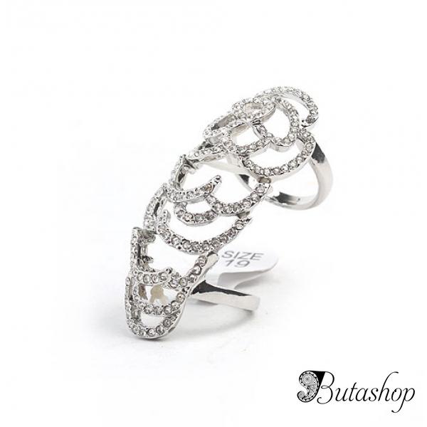 РАСПРОДАЖА! Длинное золотистое кольцо со стразиками - az.butashop.com