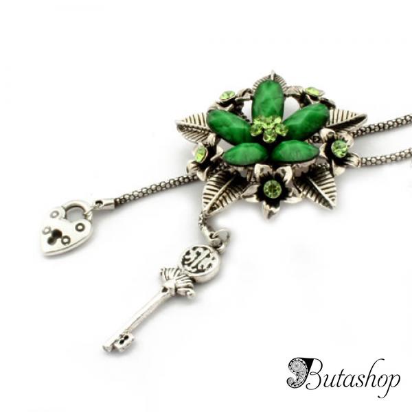 РАСПРОДАЖА! Металлическое ожерелье с цветочком и  мерцающими стразами - az.butashop.com