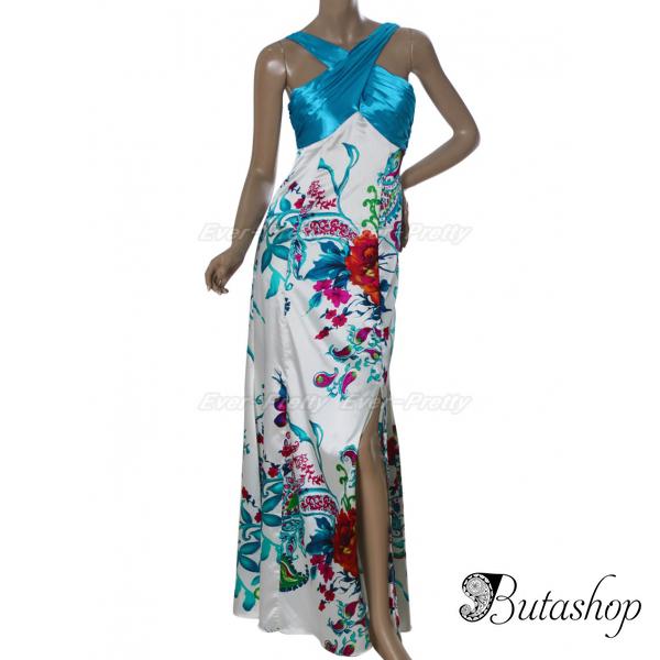 РАСПРОДАЖА! Вечернее элегантной платье с голубым принтом - az.butashop.com