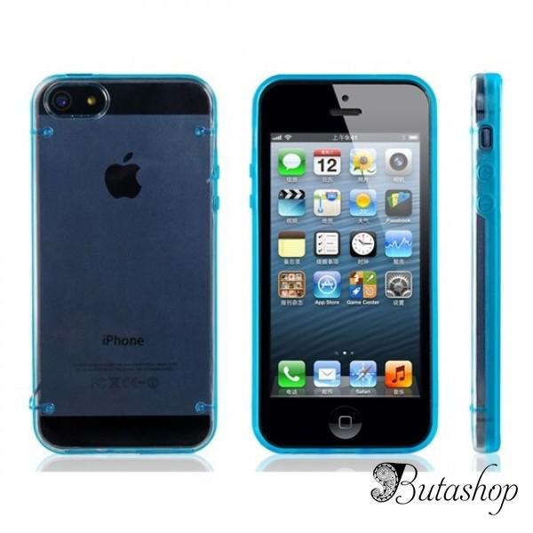 РАСПРОДАЖА! PC Plastic & TPU Rubber Dual Color Glow-in-the-Dark Protective Case for iPhone 5 (Blue) - az.butashop.com