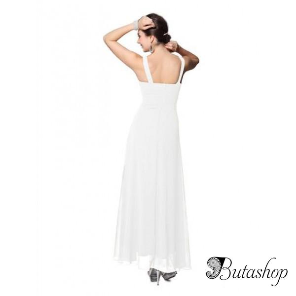 РАСПРОДАЖА! Элегантное белое платье с мерцающими стразами - az.butashop.com