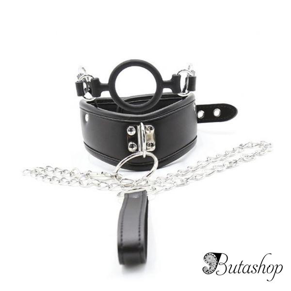Leather Collar with Silicone Ring Gag - az.butashop.com