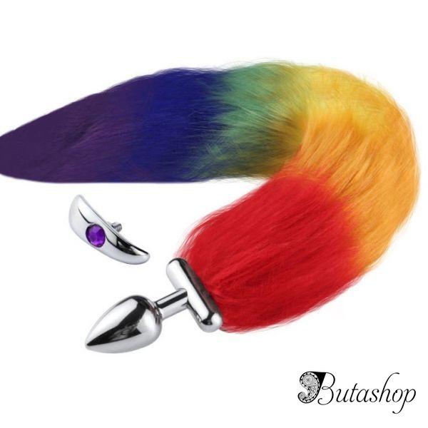 Deformable Fox Tail Metal Anal Plug Multicolor - az.butashop.com