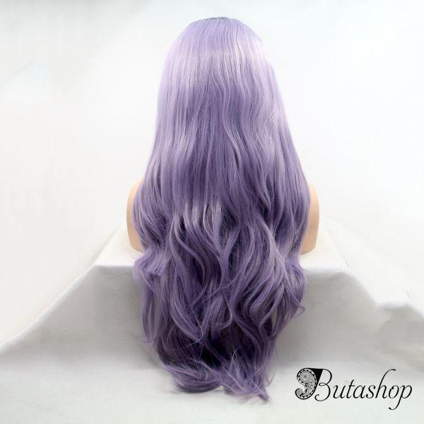 Реалистичный парик омбре на сетке пастельно фиолетовые длинные вьющиеся волосы - az.butashop.com