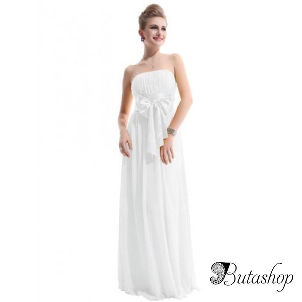 РАСПРОДАЖА! Очаровательное платье без бретель с бантом белое - az.butashop.com