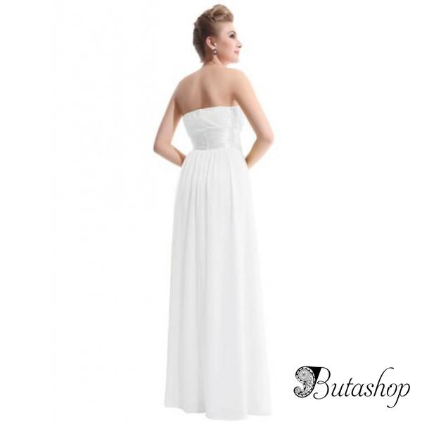 РАСПРОДАЖА! Очаровательное платье без бретель с бантом белое - az.butashop.com